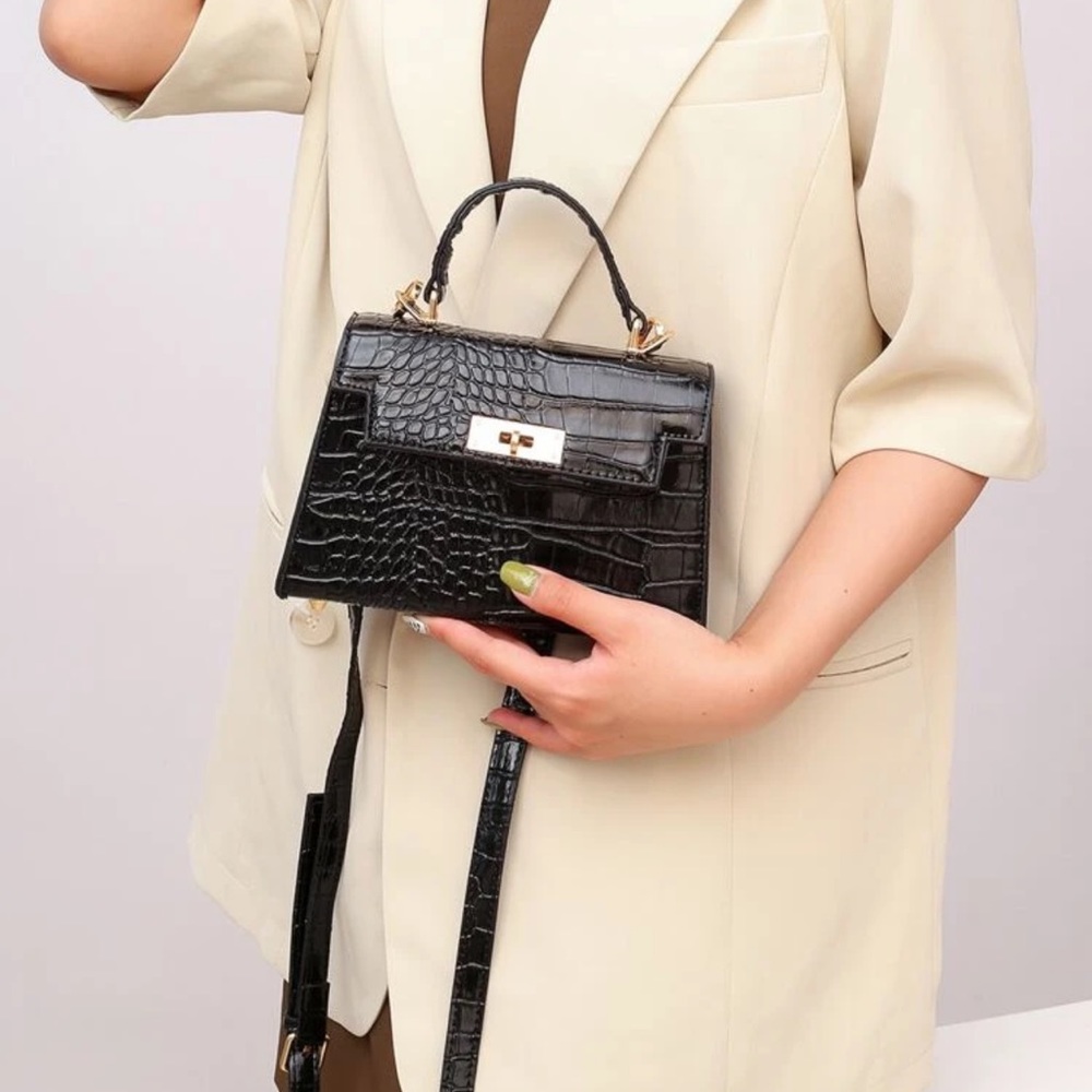 Croc embossed satchel